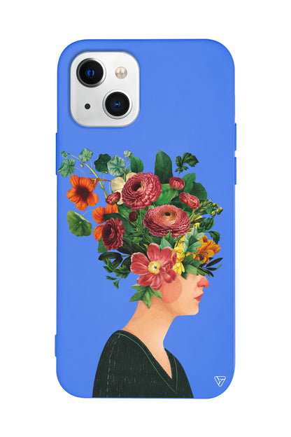 Cicekli Kadin Lansman Model İçi Kadife Silikon Telefon Kılıfı