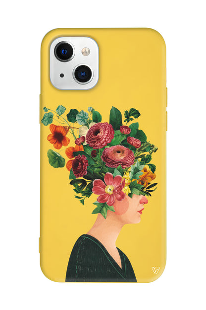 Cicekli Kadin Lansman Model İçi Kadife Silikon Telefon Kılıfı