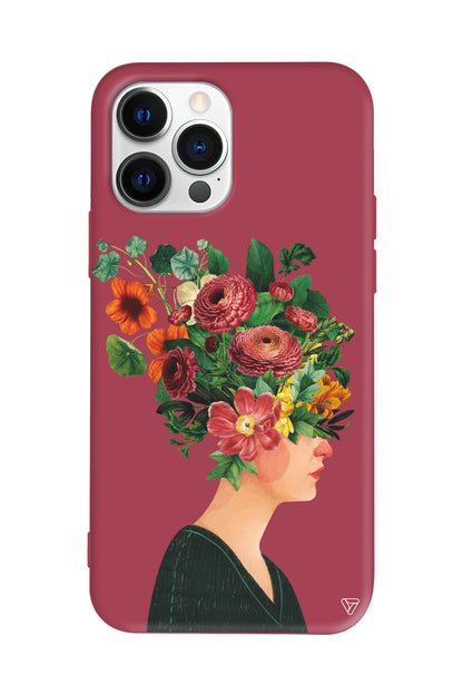 Cicekli Kadin Lansman Model İçi Kadife Silikon Telefon Kılıfı