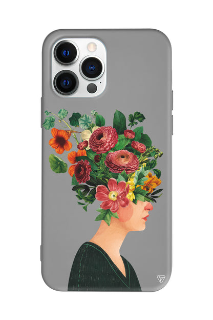 Cicekli Kadin Lansman Model İçi Kadife Silikon Telefon Kılıfı