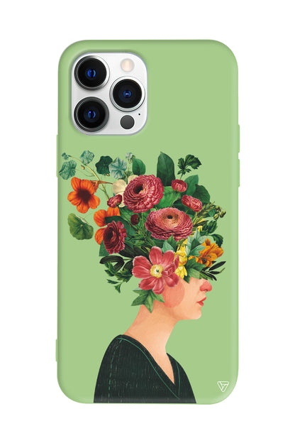 Cicekli Kadin Lansman Model İçi Kadife Silikon Telefon Kılıfı