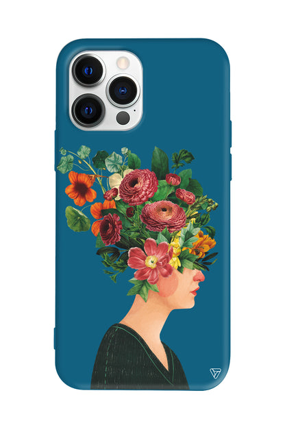 Cicekli Kadin Lansman Model İçi Kadife Silikon Telefon Kılıfı