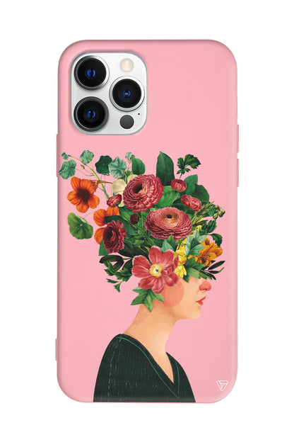 Cicekli Kadin Lansman Model İçi Kadife Silikon Telefon Kılıfı