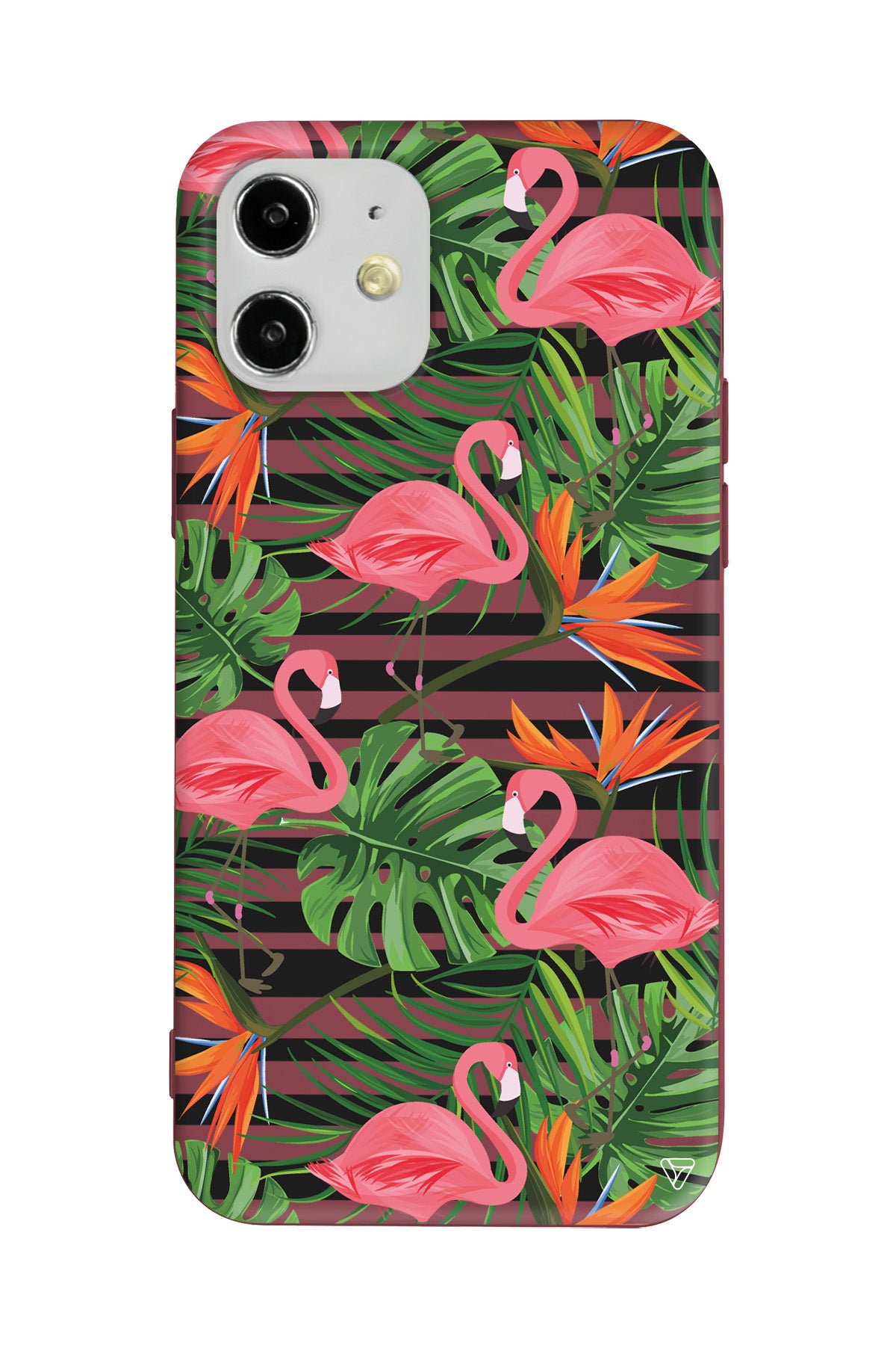 Flamingo Palmiye Lansman Model İçi Kadife Silikon Telefon Kılıfı