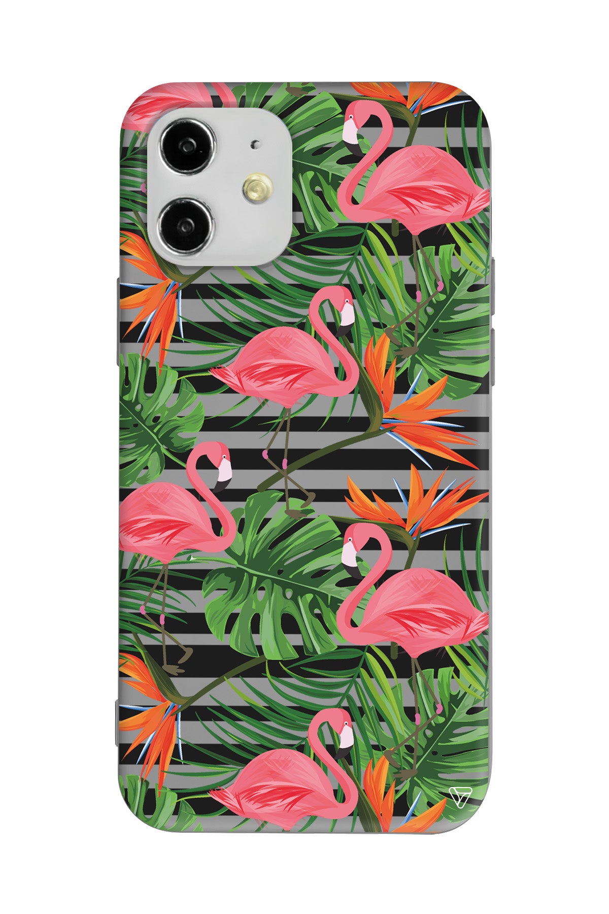 Flamingo Palmiye Lansman Model İçi Kadife Silikon Telefon Kılıfı