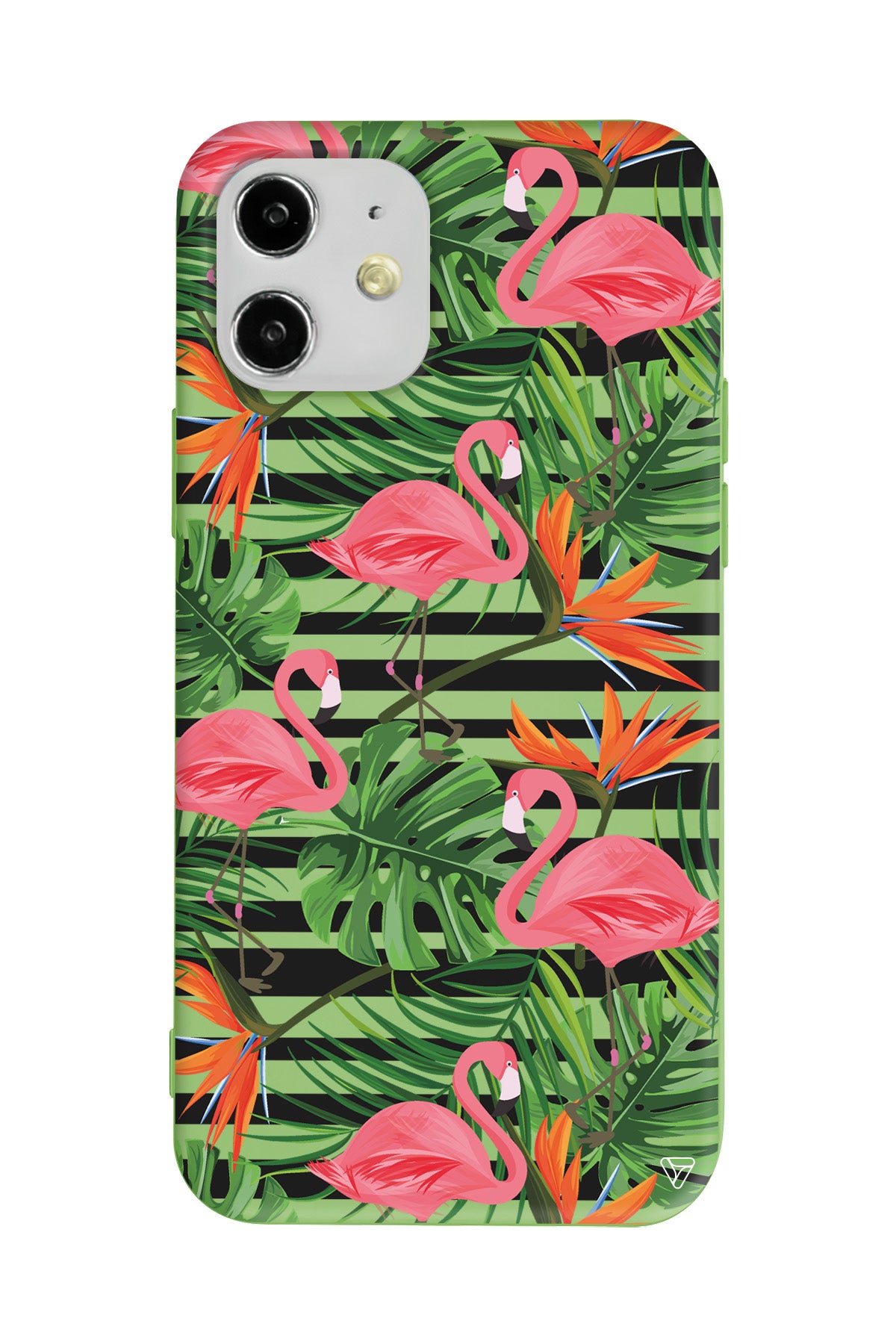 Flamingo Palmiye Lansman Model İçi Kadife Silikon Telefon Kılıfı