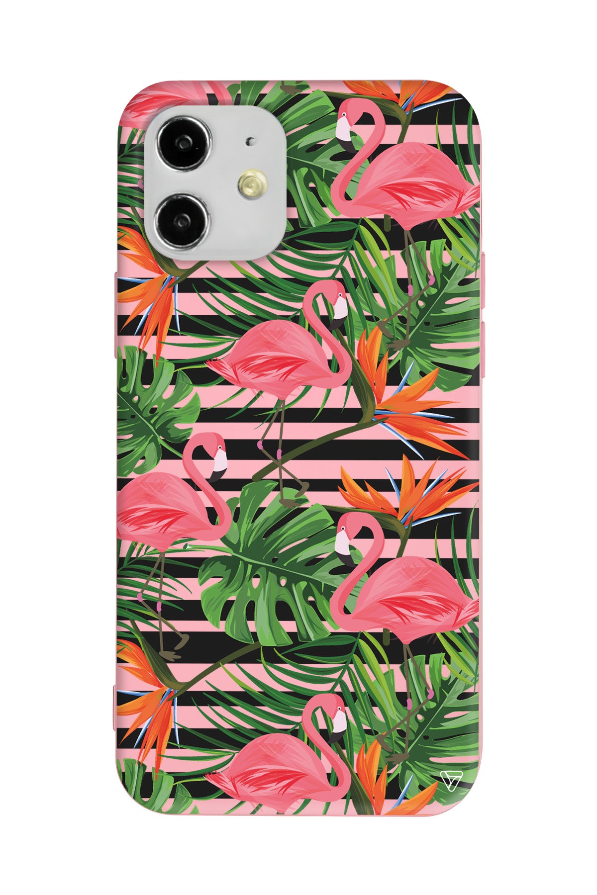 Flamingo Palmiye Lansman Model İçi Kadife Silikon Telefon Kılıfı