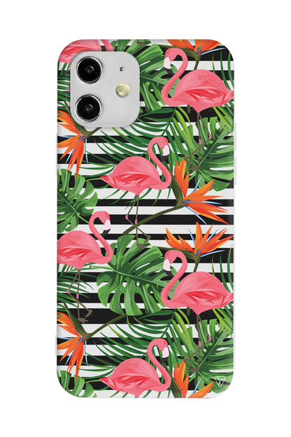 Flamingo Palmiye Lansman Model İçi Kadife Silikon Telefon Kılıfı