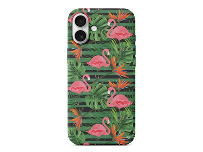 Flamingo Palmiye Lansman Model İçi Kadife Silikon Telefon Kılıfı – Plus Serisine Özel