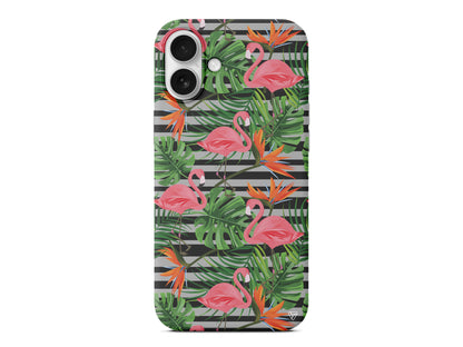 Flamingo Palmiye Lansman Model İçi Kadife Silikon Telefon Kılıfı