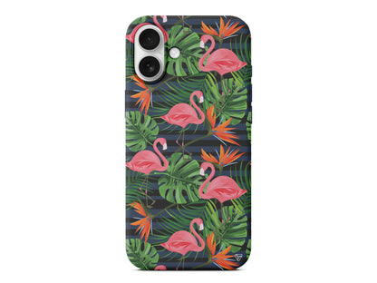 Flamingo Palmiye Lansman Model İçi Kadife Silikon Telefon Kılıfı – Plus Serisine Özel