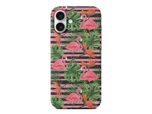 Flamingo Palmiye Lansman Model İçi Kadife Silikon Telefon Kılıfı – Plus Serisine Özel