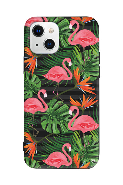 Flamingo Palmiye Lansman Model İçi Kadife Silikon Telefon Kılıfı – Plus Serisine Özel