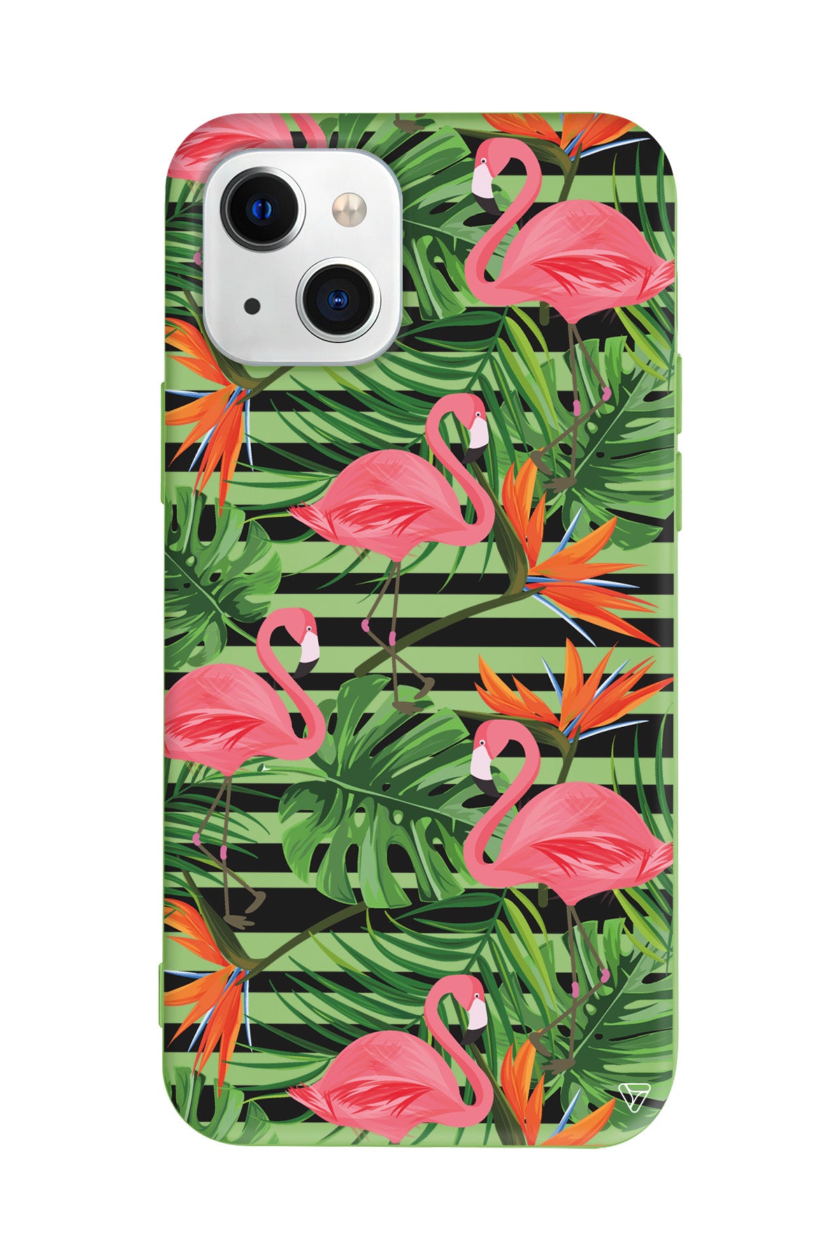 Flamingo Palmiye Lansman Model İçi Kadife Silikon Telefon Kılıfı – Plus Serisine Özel