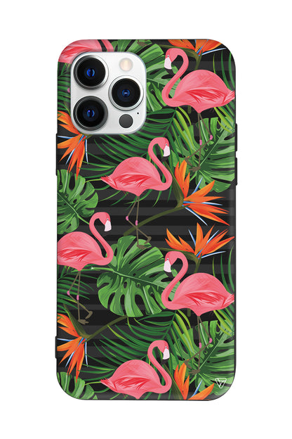 Flamingo Palmiye Lansman Model İçi Kadife Silikon Telefon Kılıfı