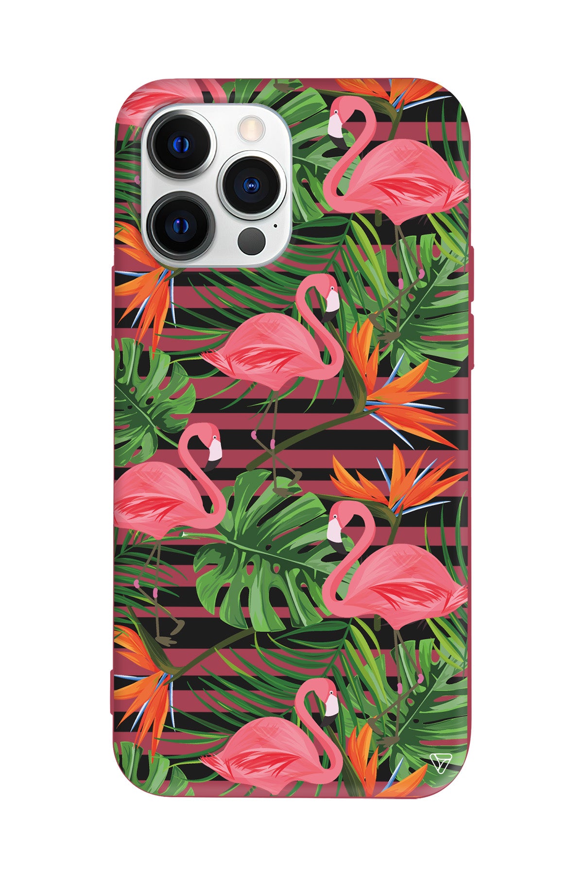 Flamingo Palmiye Lansman Model İçi Kadife Silikon Telefon Kılıfı