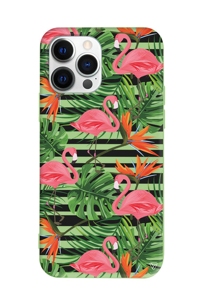 Flamingo Palmiye Lansman Model İçi Kadife Silikon Telefon Kılıfı