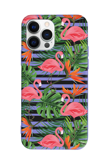 Flamingo Palmiye Lansman Model İçi Kadife Silikon Telefon Kılıfı
