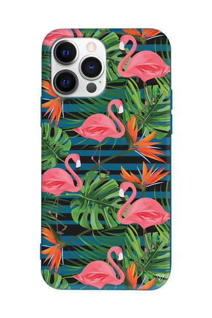 Flamingo Palmiye Lansman Model İçi Kadife Silikon Telefon Kılıfı