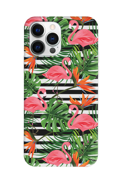 Flamingo Palmiye Lansman Model İçi Kadife Silikon Telefon Kılıfı