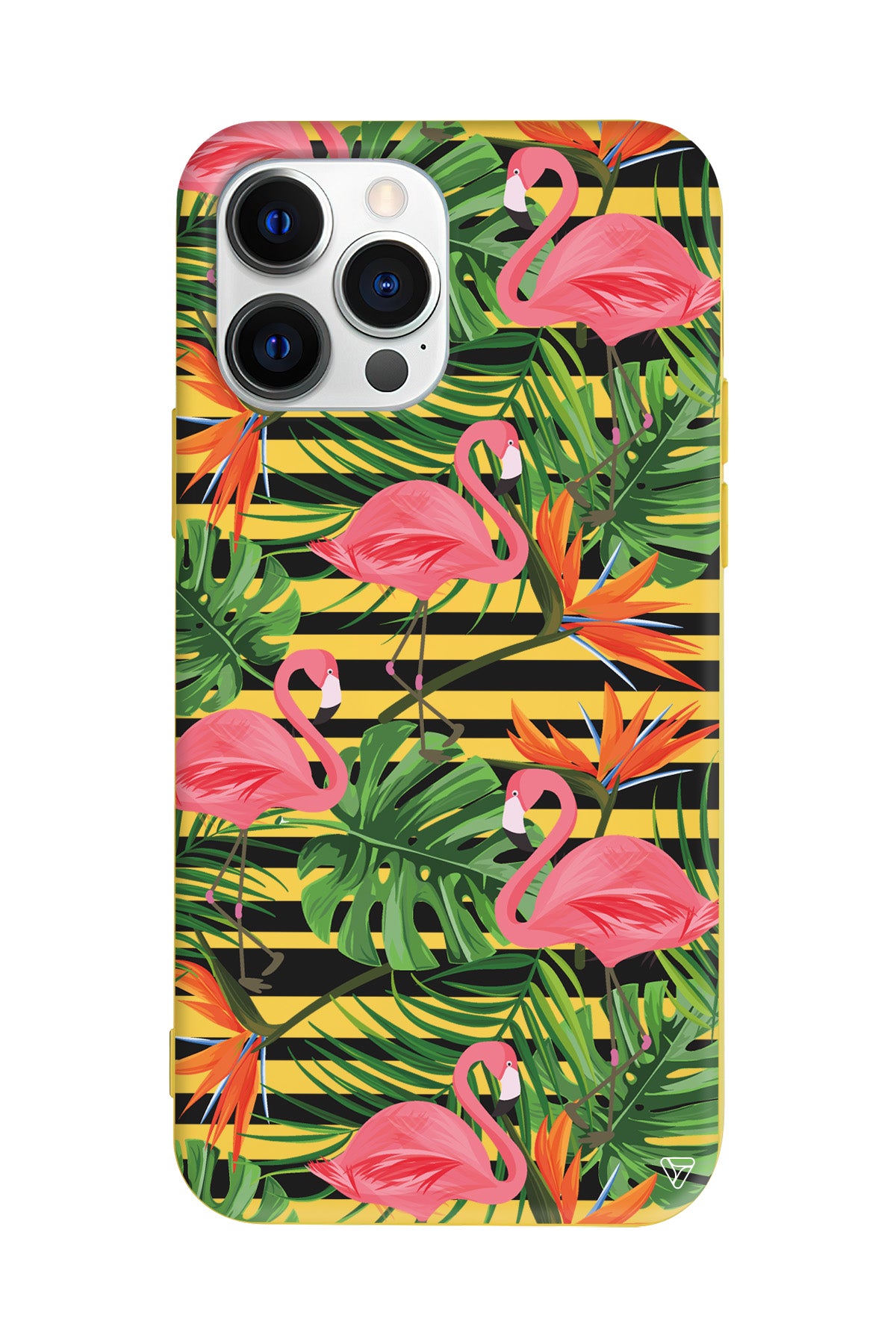 Flamingo Palmiye Lansman Model İçi Kadife Silikon Telefon Kılıfı