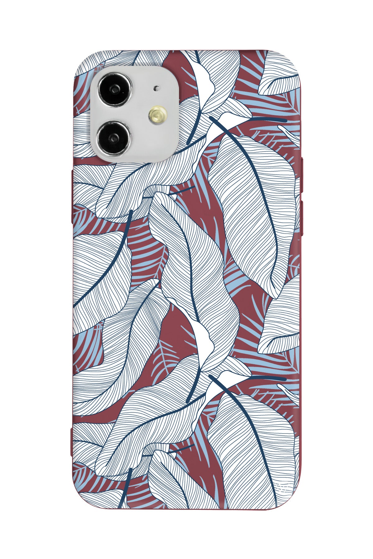 Cizgisel Yapraklar 3 Lansman Model İçi Kadife Silikon Telefon Kılıfı