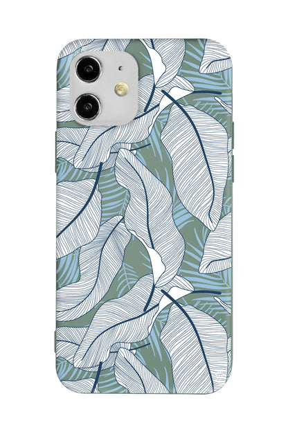 Cizgisel Yapraklar 3 Lansman Model İçi Kadife Silikon Telefon Kılıfı