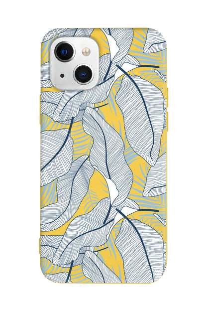 Cizgisel Yapraklar 3 Lansman Model İçi Kadife Silikon Telefon Kılıfı