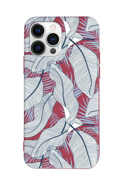 Cizgisel Yapraklar 3 Lansman Model İçi Kadife Silikon Telefon Kılıfı