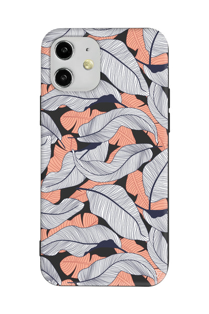 Cizgisel Yapraklar 4 Lansman Model İçi Kadife Silikon Telefon Kılıfı