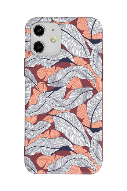 Cizgisel Yapraklar 4 Lansman Model İçi Kadife Silikon Telefon Kılıfı