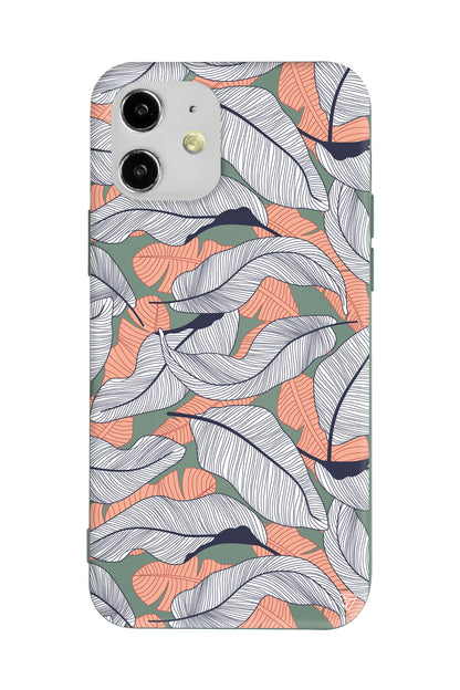 Cizgisel Yapraklar 4 Lansman Model İçi Kadife Silikon Telefon Kılıfı