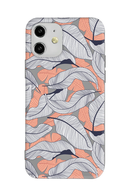 Cizgisel Yapraklar 4 Lansman Model İçi Kadife Silikon Telefon Kılıfı