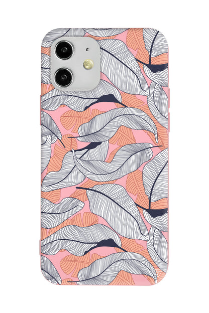 Cizgisel Yapraklar 4 Lansman Model İçi Kadife Silikon Telefon Kılıfı