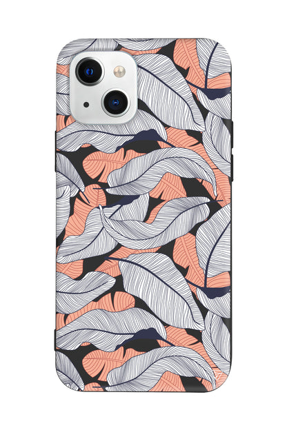 Cizgisel Yapraklar 4 Lansman Model İçi Kadife Silikon Telefon Kılıfı