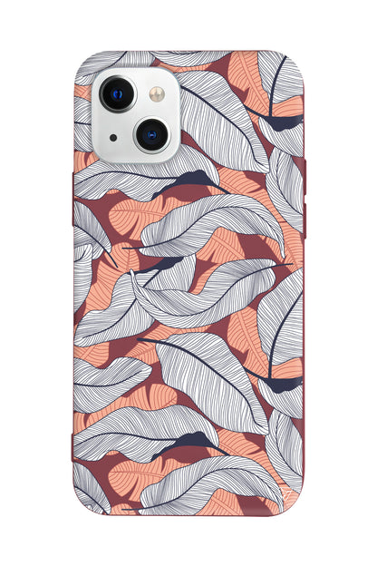 Cizgisel Yapraklar 4 Lansman Model İçi Kadife Silikon Telefon Kılıfı