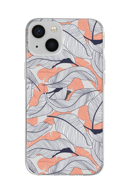 Cizgisel Yapraklar 4 Lansman Model İçi Kadife Silikon Telefon Kılıfı