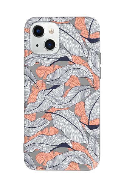 Cizgisel Yapraklar 4 Lansman Model İçi Kadife Silikon Telefon Kılıfı