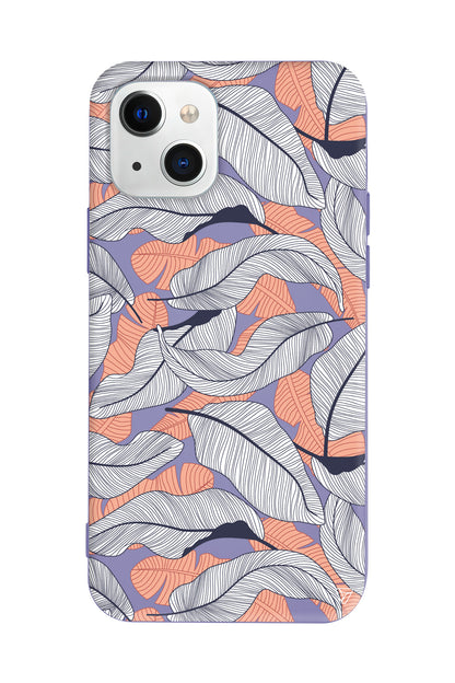 Cizgisel Yapraklar 4 Lansman Model İçi Kadife Silikon Telefon Kılıfı – Plus Serisine Özel