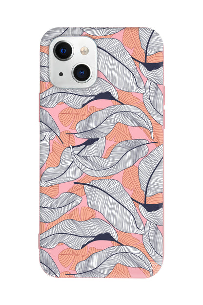 Cizgisel Yapraklar 4 Lansman Model İçi Kadife Silikon Telefon Kılıfı – Plus Serisine Özel