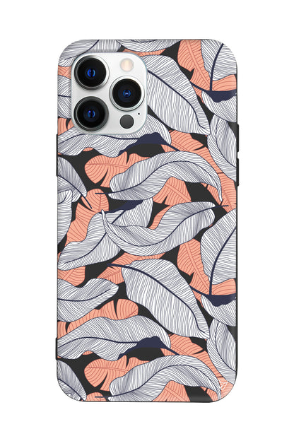 Cizgisel Yapraklar 4 Lansman Model İçi Kadife Silikon Telefon Kılıfı