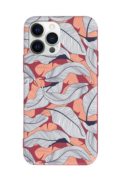 Cizgisel Yapraklar 4 Lansman Model İçi Kadife Silikon Telefon Kılıfı