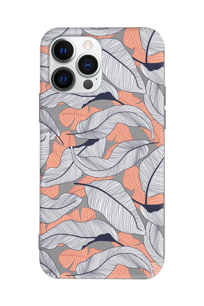 Cizgisel Yapraklar 4 Lansman Model İçi Kadife Silikon Telefon Kılıfı