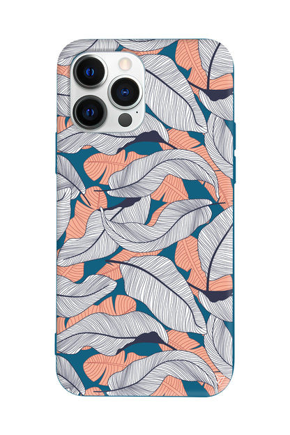 Cizgisel Yapraklar 4 Lansman Model İçi Kadife Silikon Telefon Kılıfı