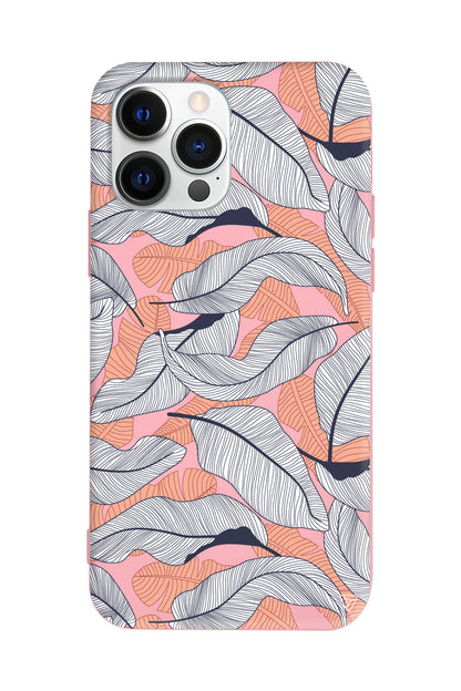 Cizgisel Yapraklar 4 Lansman Model İçi Kadife Silikon Telefon Kılıfı