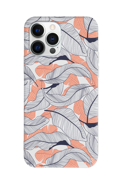 Cizgisel Yapraklar 4 Lansman Model İçi Kadife Silikon Telefon Kılıfı