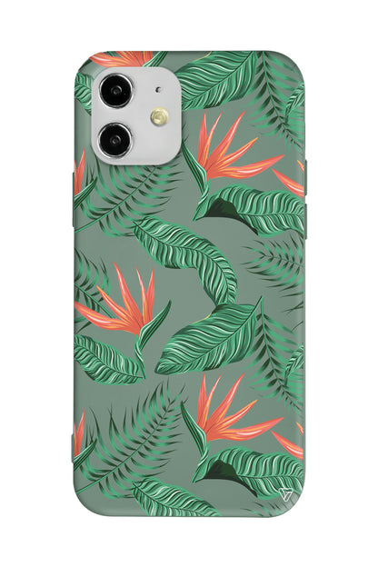 Palmiye Yapraklari 4 Lansman Model İçi Kadife Silikon Telefon Kılıfı