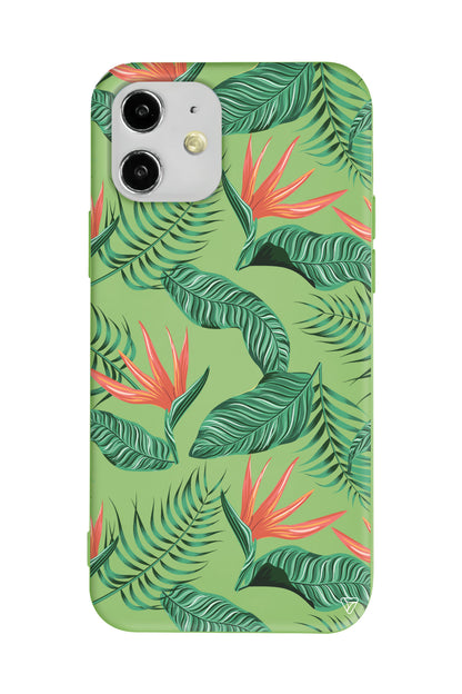 Palmiye Yapraklari 4 Lansman Model İçi Kadife Silikon Telefon Kılıfı