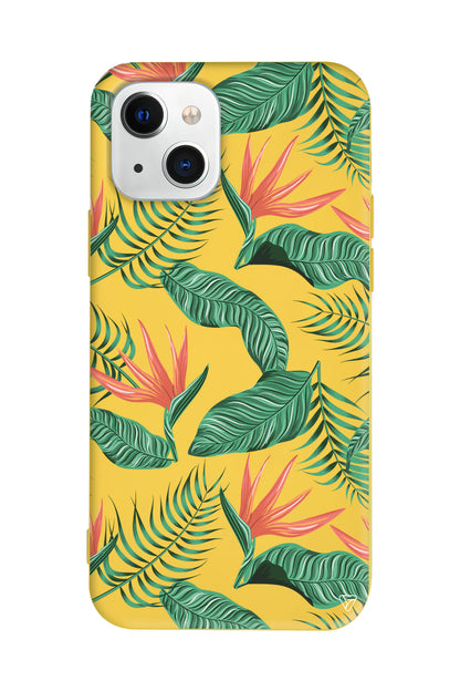 Palmiye Yapraklari 4 Lansman Model İçi Kadife Silikon Telefon Kılıfı