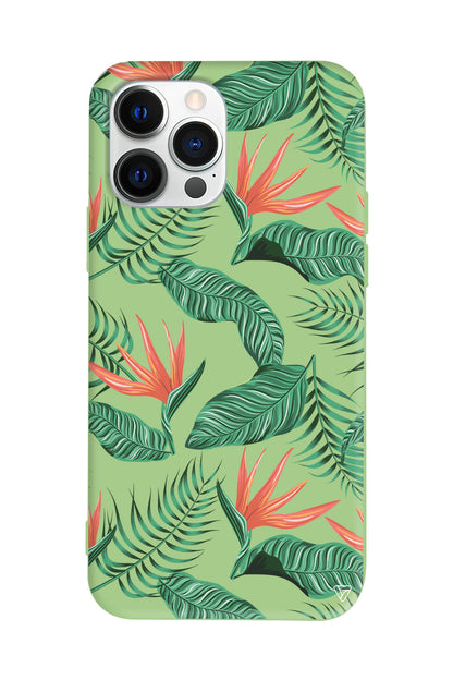 Palmiye Yapraklari 4 Lansman Model İçi Kadife Silikon Telefon Kılıfı